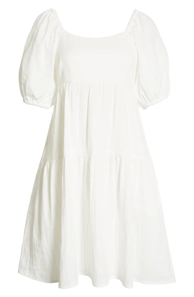 Caslon Puff Sleeve Cotton Dress In White