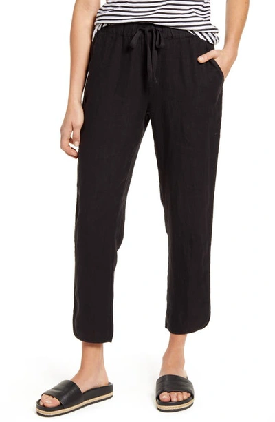 Caslon Tulip Hem Linen Pants In Black