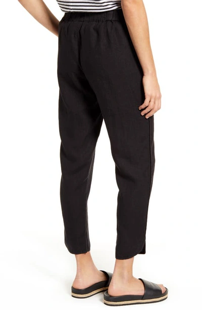 Caslon Tulip Hem Linen Pants In Black