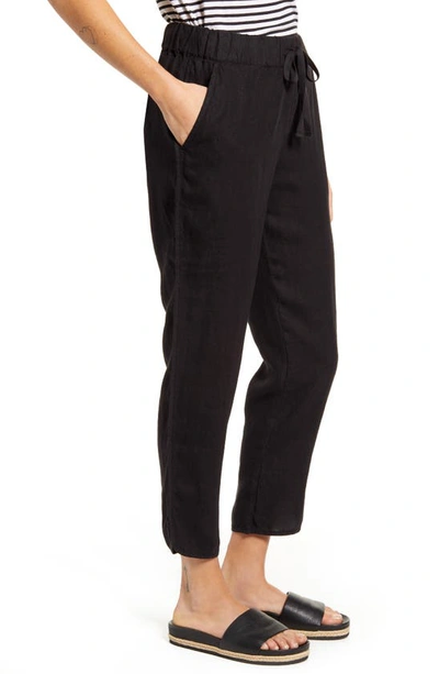 Caslon Tulip Hem Linen Pants In Black