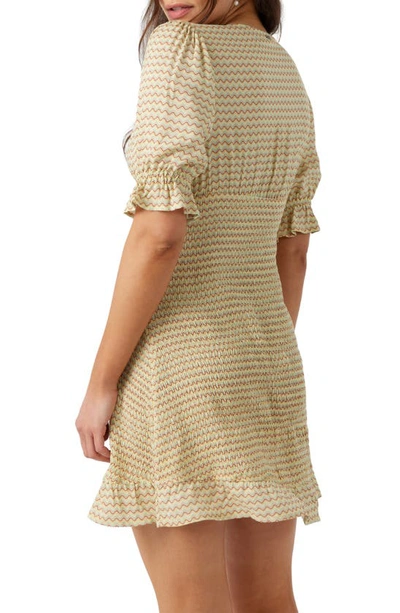 Shop O'neill Dalia Smocked Puff Sleeve Dress In Straw