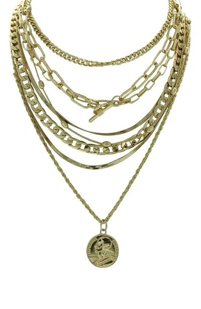 Shop Olivia Welles Lindsay Layered Necklace In Gold