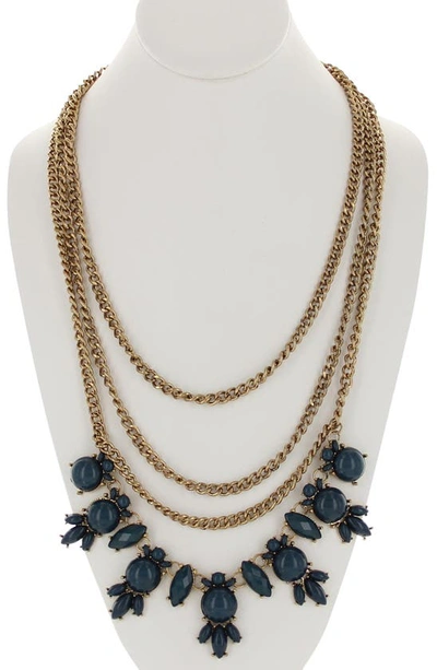 Shop Olivia Welles Renee Layered Bib Necklace In Gold / Blue