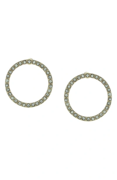 Shop Olivia Welles Crystal Open Circle Stud Earrings In Gold / Clear