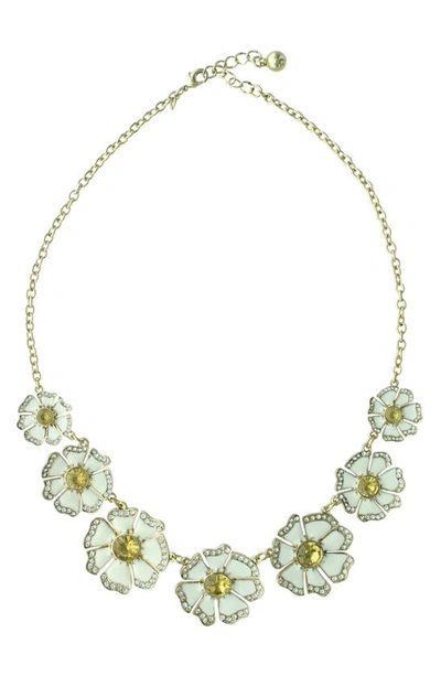 Shop Olivia Welles Crystal Floral Collar Necklace In Gold / White