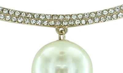 Shop Olivia Welles Nikki Iced Imitation Pearl Choker Necklace In Gold / White / Clear