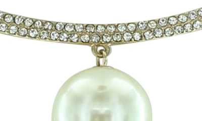 Olivia Welles Nikki Iced Imitation Pearl Choker Necklace In Gold / White / Clear