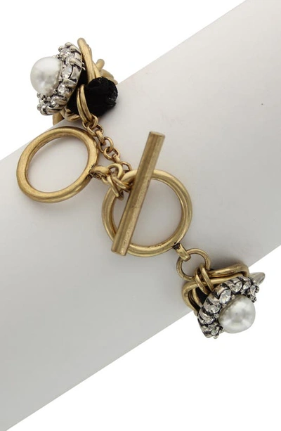 Shop Olivia Welles Crystal Spirit Bracelet In Antique Gold / Multi
