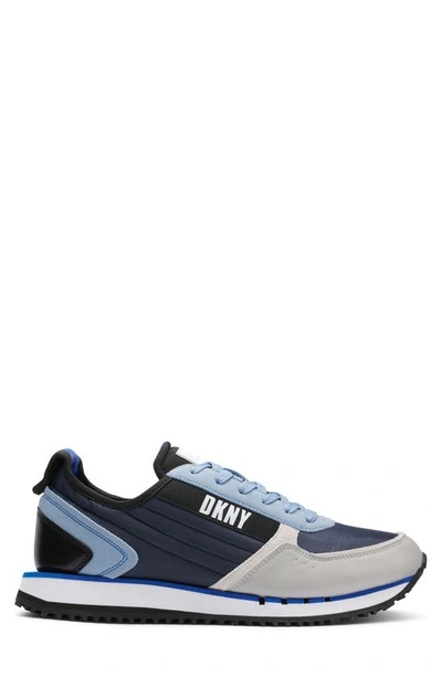 Shop Dkny Mixed Media Runner Sneaker In Navy