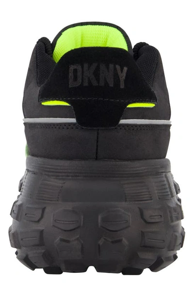 Shop Dkny Mixed Media Low Top Hiking Sneaker In Black