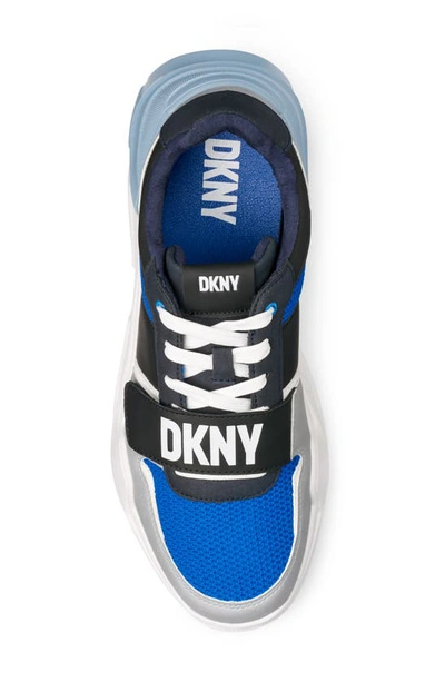Shop Dkny Mixed Media Track Sneaker In Navy