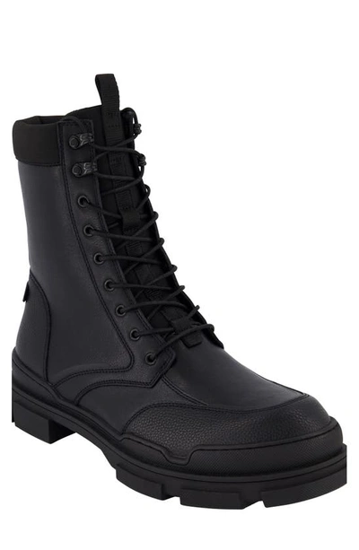 Shop Dkny High Top Zip Combat Boot In Black