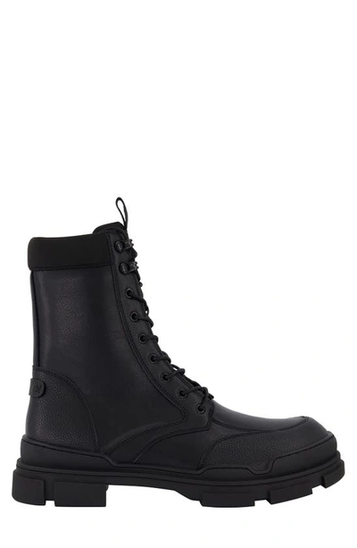 Shop Dkny High Top Zip Combat Boot In Black