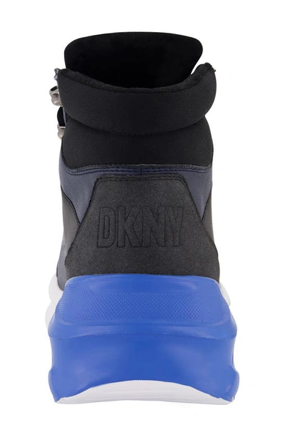 Shop Dkny Mixed Media High Top Sneaker In Grey/ Blue