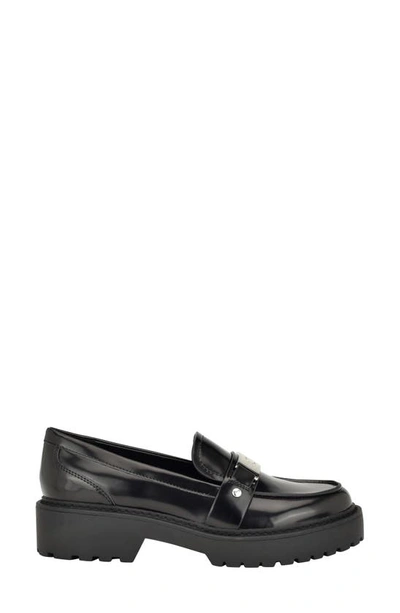 Shop Calvin Klein Suzette Lug Sole Bit Loafer In Black