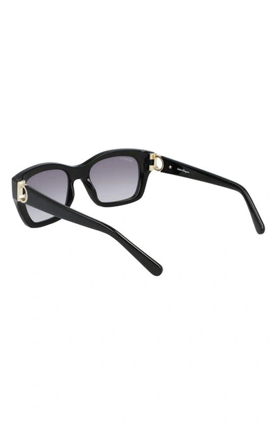 Ferragamo Rectangular Bio-injected Plastic Sunglasses In Black/ Grey