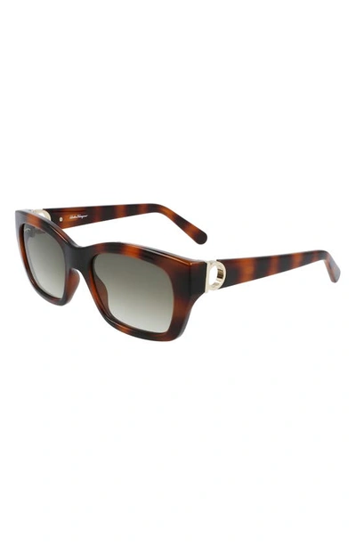 Ferragamo 53mm Rectangular Sunglasses In Brown