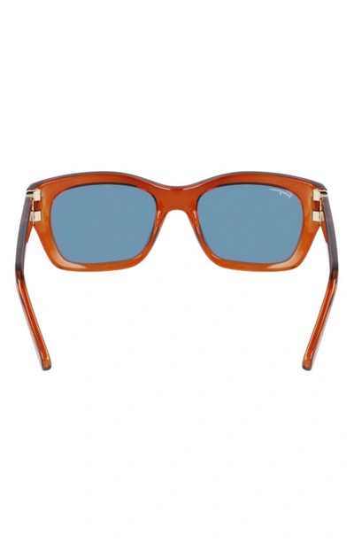 Shop Ferragamo 53mm Rectangular Sunglasses In Crystal Caramel/ Petrol