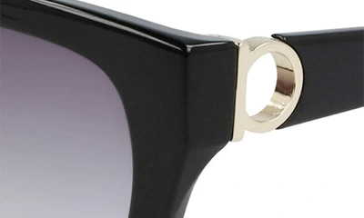 Shop Ferragamo 53mm Rectangular Sunglasses In Black/ Grey