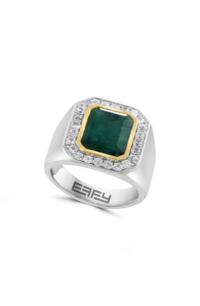 Shop Effy Sterling Silver Emerald & White Sapphire Ring In Green