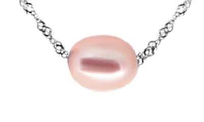 Effy Sterling Silver 7mm Pink Freshwater Pearl Station Necklace In Pink/ Silver
