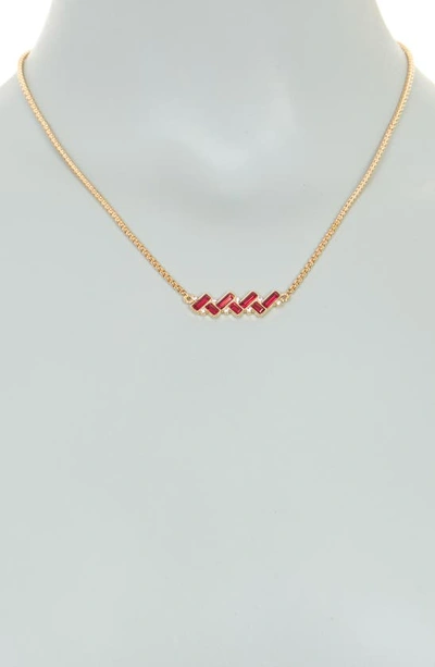 Shop Vince Camuto Cz Bar Pendant Necklace In Gold/ Red