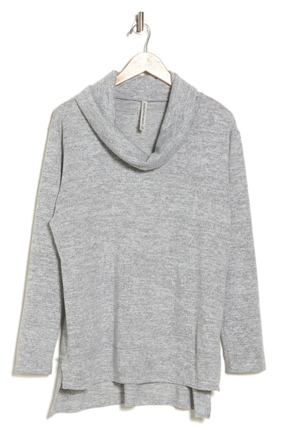 Shop Forgotten Grace Cowl Neck High/low Knit Sweater In Grey