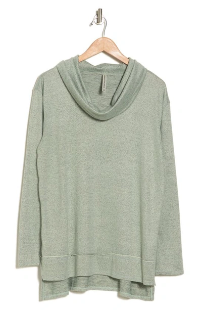 Shop Forgotten Grace Cowl Neck High/low Knit Sweater In Taupe