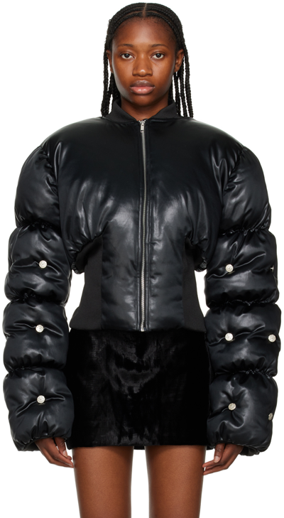 Shop Feben Black Escargot Puffer Jacket