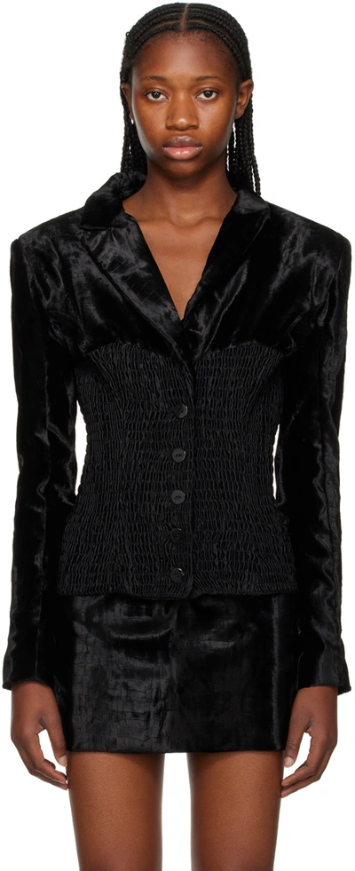 Feben Black Corsette Blazer In Black