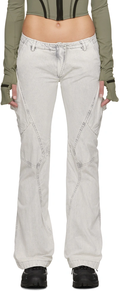 Shop Hyein Seo Gray Pocket Trousers In Ice Blue