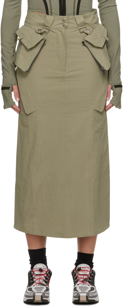 Hyein Seo Khaki Overlay Maxi Skirt In Khaki