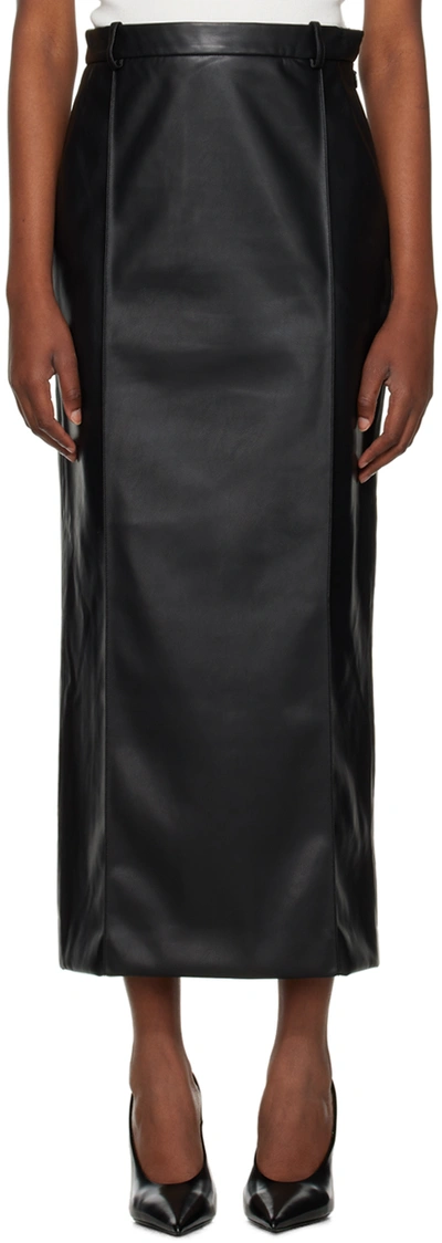 Shop Esse Studios Black Classico Faux-leather Midi Skirt