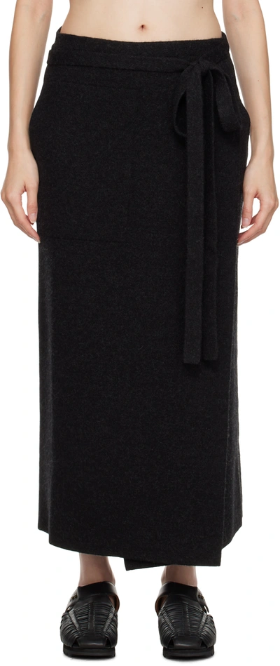 Shop Lauren Manoogian Black Apron Maxi Skirt In Bm01 Black Melange