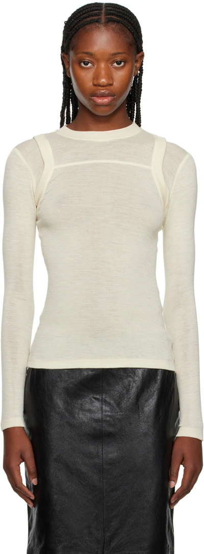 Shop Maiden Name Off-white Eva Long Sleeve T-shirt In Buttercream