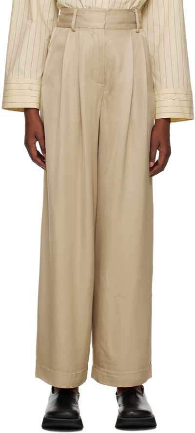 Shop By Malene Birger Beige Piscali Trousers In 1t3 Tehina