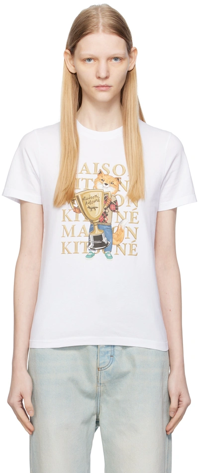 Shop Maison Kitsuné White Printed T-shirt