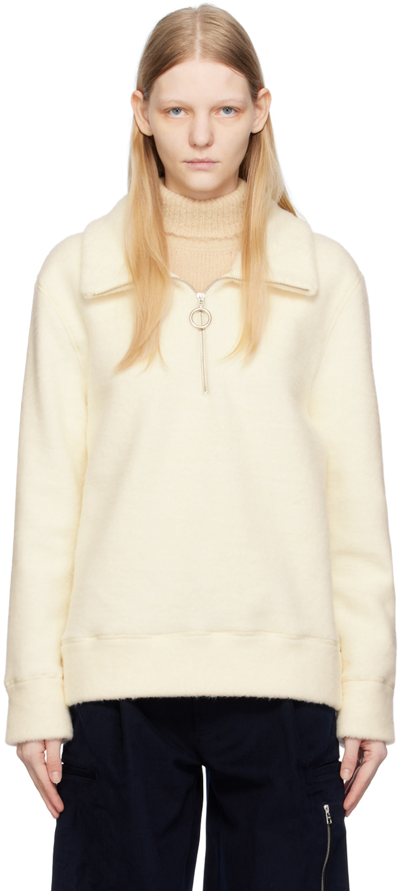 Shop Ami Alexandre Mattiussi Off-white Half-zip Sweater In Ivory/185