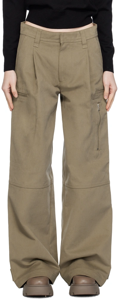 Shop Ami Alexandre Mattiussi Taupe Pleated Cargo Pants In Taupe/281