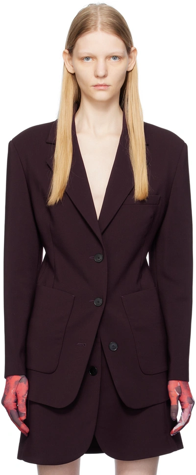 Shop Lanvin Burgundy Fitted Blazer In 692 Amarena