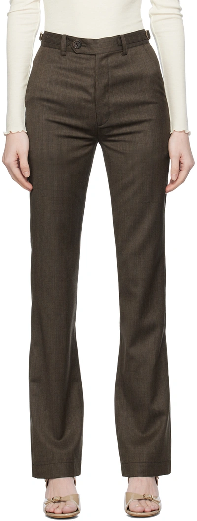 Shop Carter Young Brown Uniform Trousers In Brown Glenn Plaid