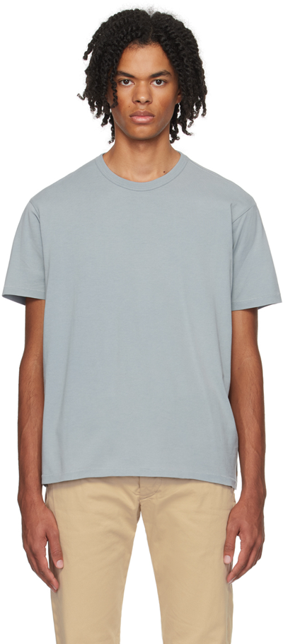 Shop Rrl Blue Embroidered T-shirt In Slate Blue