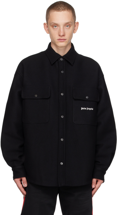Shop Palm Angels Black Embroidered Jacket In Black White