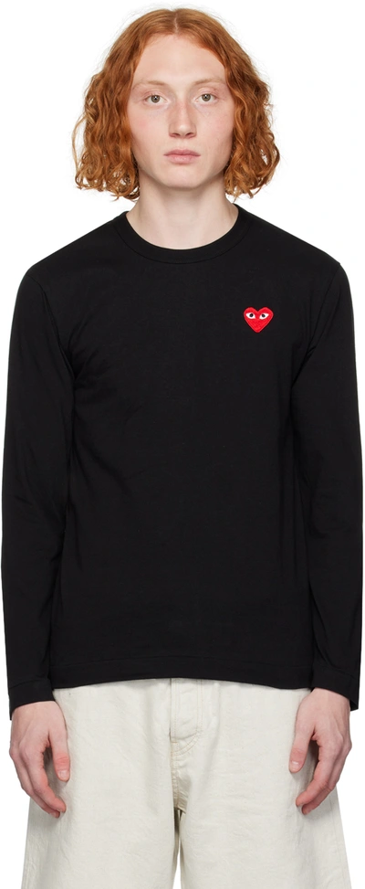 Shop Comme Des Garçons Play Black Heart Patch Long Sleeve T-shirt In 1 Black