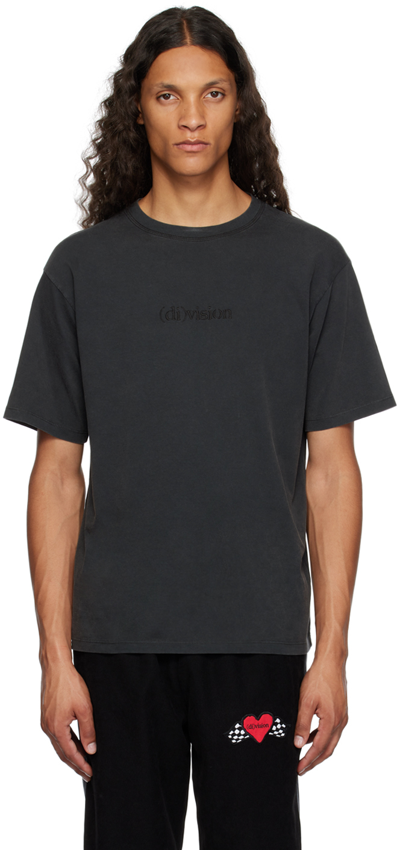 Shop (d)ivision Gray Embroidered T-shirt In Black Beauty
