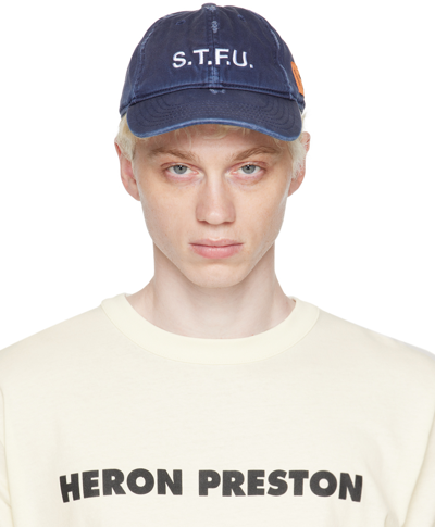 Shop Heron Preston Navy 'stfu' Cap In Blue White