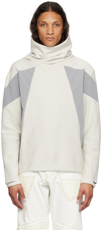 Shop Carnet-archive Off-white Paneled Turtleneck In Cream Grey