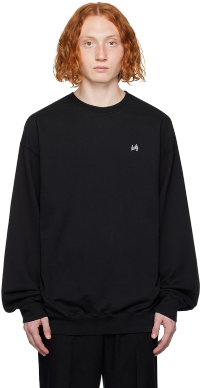 Shop Ann Demeulemeester Black Embroidered Sweatshirt In Black + Embroidery W