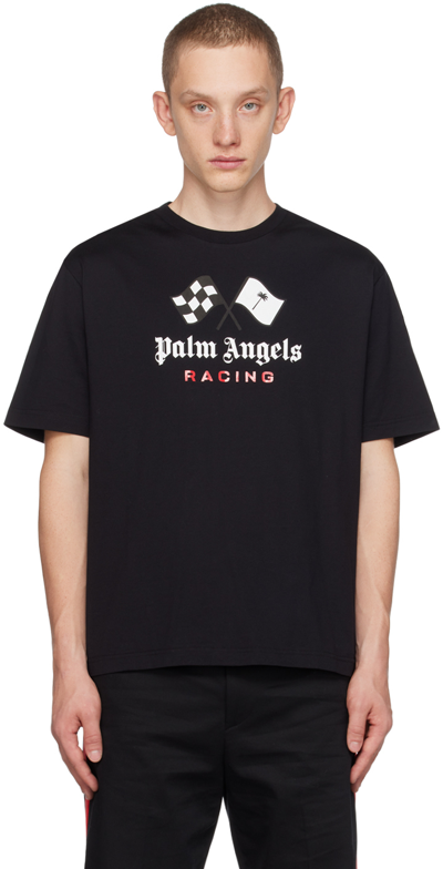 Shop Palm Angels Black Moneygram Haas F1 Edition 'racing' T-shirt