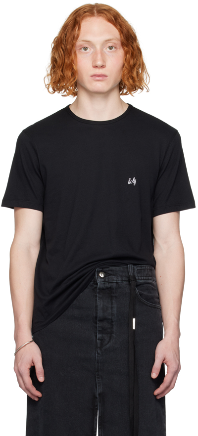 Shop Ann Demeulemeester Black Embroidered T-shirt In Black + Embroidery W